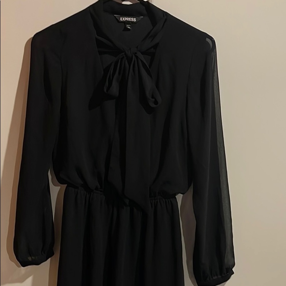 Sheer Sleeve Black Dress.